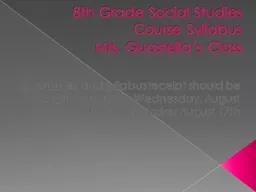 8th Grade Social Studies Course Syllabus