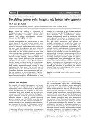 Circulating tumour cells insights into tumour heterogeneity