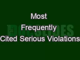 Most Frequently Cited Serious Violations