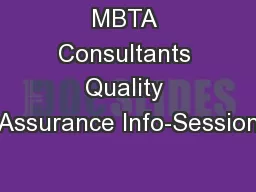 MBTA Consultants Quality Assurance Info-Session