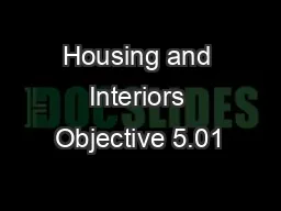 Housing and Interiors Objective 5.01