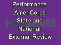 Past Performance AmeriCorps State and National External Review