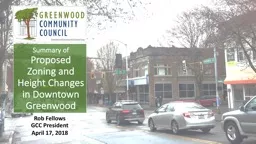 Summary of   Proposed Zoning and Height Changes in Downtown Greenwood