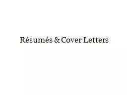 Résumés & Cover Letters