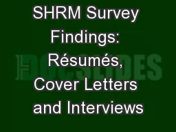 SHRM Survey Findings: Résumés, Cover Letters and Interviews
