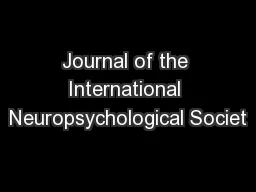 Journal of the International Neuropsychological Societ