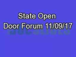 State Open Door Forum 11/09/17