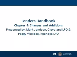 Lenders Handbook Chapter 4: Changes and Additions