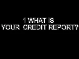 1 WHAT IS YOUR  CREDIT REPORT?