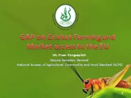GAP on Cricket Farming and Market access to the EU