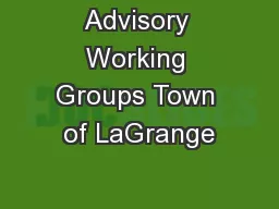 Advisory Working Groups Town of LaGrange