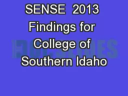 SENSE  2013 Findings for College of Southern Idaho