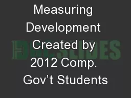 Measuring Development Created by 2012 Comp. Gov’t Students