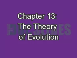 Chapter 13: The Theory of Evolution
