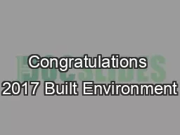 Congratulations 2017 Built Environment