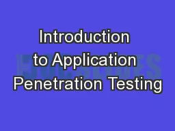 Introduction to Application Penetration Testing