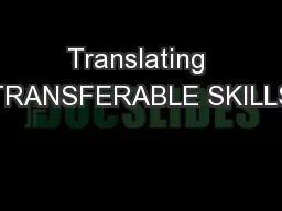 Translating TRANSFERABLE SKILLS