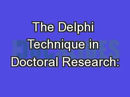 The Delphi Technique in Doctoral Research: