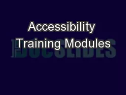 Accessibility Training Modules