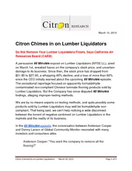 Citron Comments on Lumber Liquidators March   Page of
