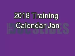 2018 Training Calendar Jan