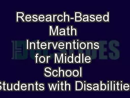 Research-Based Math Interventions for Middle School Students with Disabilities
