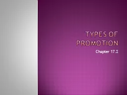 Types of Promotion Chapter 17.2