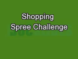 Shopping Spree Challenge