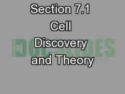 Section 7.1 Cell Discovery and Theory