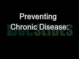Preventing Chronic Disease: