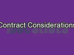 Contract Considerations