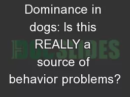 Dominance in dogs: Is this REALLY a source of behavior problems?
