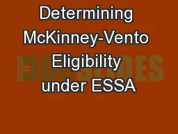 Determining McKinney-Vento Eligibility under ESSA