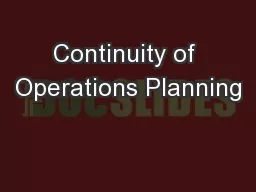 Continuity of Operations Planning
