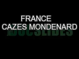 FRANCE   CAZES MONDENARD