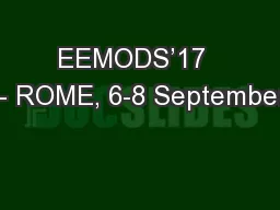 EEMODS’17  – ROME, 6-8 September