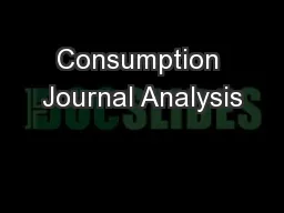 Consumption Journal Analysis