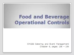 Food and Beverage Operational Controls