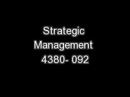 Strategic Management 4380- 092