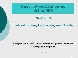 Descriptive  Cataloging Using RDA