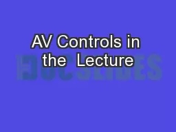 AV Controls in the  Lecture