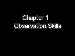 Chapter 1  Observation Skills