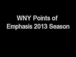 WNY Points of Emphasis 2013 Season