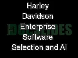 Harley Davidson Enterprise Software Selection and AI