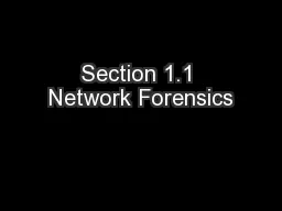Section 1.1 Network Forensics