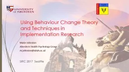Using Behaviour Change Theory and Techniques in Implementation Research