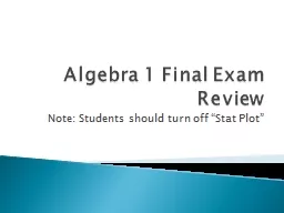Algebra 1 Final Exam Review
