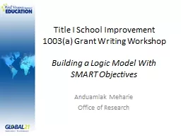 Title I School Improvement 1003(a) Grant Writing Workshop