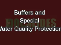Buffers and Special Water Quality Protections