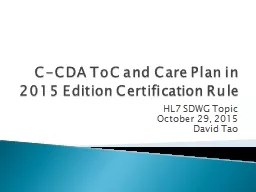 C-CDA  ToC  and Care Plan in